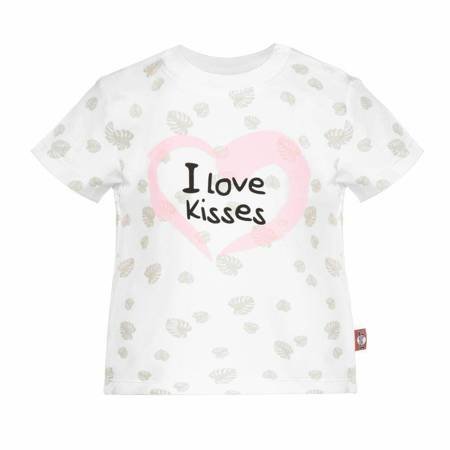 Koszulka biała w listki i napisem I Love Kisses